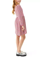 Girls 7-16 Long Sleeve Striped Dress