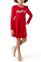 Girls 7-16 Merry Appliqué Dress