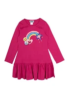 Girls 7-16 Long Sleeve Rainbow Appliqué Dress