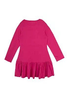 Girls 7-16 Long Sleeve Rainbow Appliqué Dress