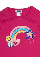 Girls 7-16 Long Sleeve Rainbow Appliqué Dress