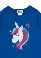 Girls 7-16 Santa Unicorn Appliqué Top