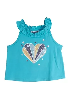 Girls 4-6x Solid Knit Top with Appliqué