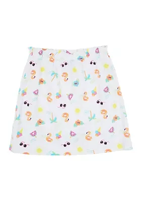 Girls 7-16 Printed Pull On Knit Skirt with Bow