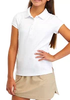 Girls 7-16 Short Sleeve Knit Polo Shirt