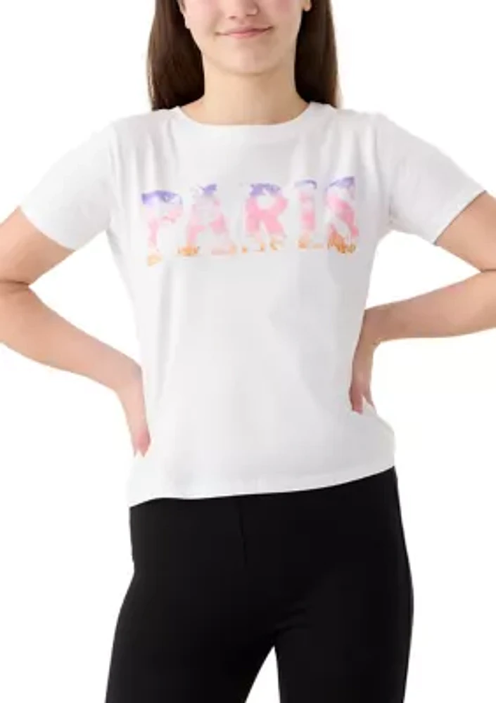 Girls 7-16 Short Sleeve Paris Graphic T-Shirt