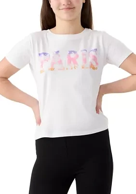 Girls 7-16 Short Sleeve Paris Graphic T-Shirt