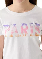 Girls 7-16 Short Sleeve Paris Graphic T-Shirt