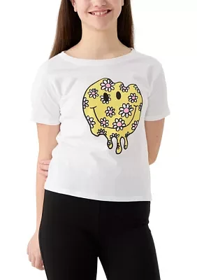 Girls 8-18 Flower Drippy Smile Graphic T-Shirt