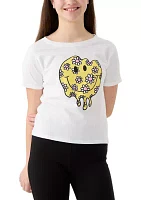 Girls 8-18 Flower Drippy Smile Graphic T-Shirt