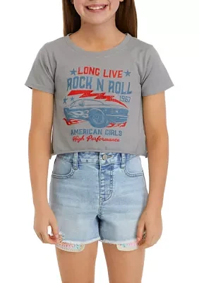 Girls 4-6x Rock N' Roll Short Sleeve Graphic T-Shirt