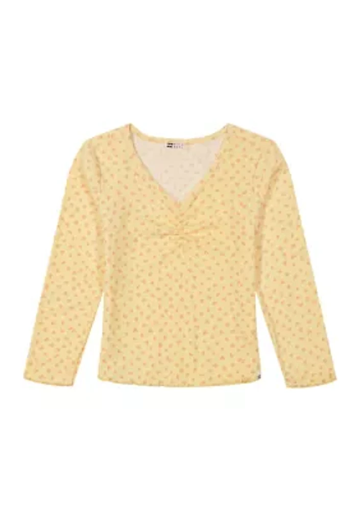 Girls 7-16 Ditsy Floral Rib Knit Top