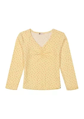 Girls 7-16 Ditsy Floral Rib Knit Top