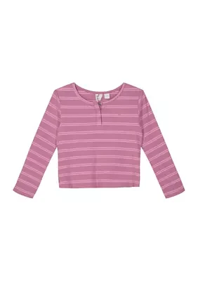 Girls 7-16 Striped Henley T-Shirt