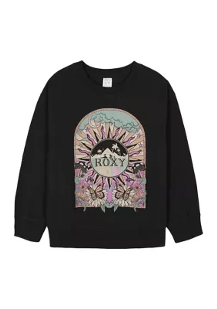 Girls 7-16 Cosmic Oversized Crew Neck Pullover