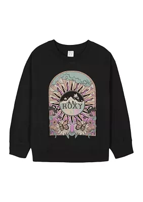 Girls 7-16 Cosmic Oversized Crew Neck Pullover