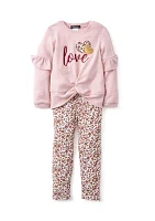 Girls 4-6x Love Graphic Top and Printed Leggings Set