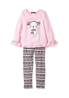 Girls 4-6x Kitty Graphic Top and Printed Leggings Set