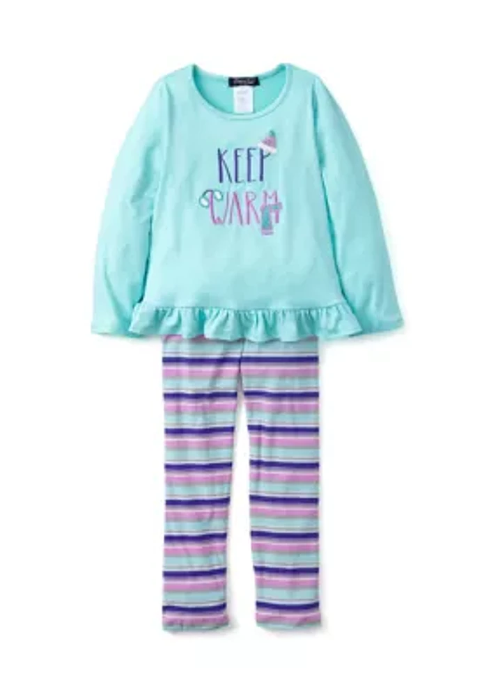 Girls 4-6x Keep Warm Graphic Top and Printed Leggings Set