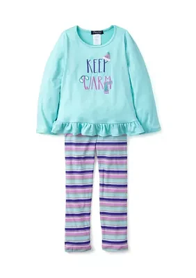 Girls 4-6x Keep Warm Graphic Top and Printed Leggings Set