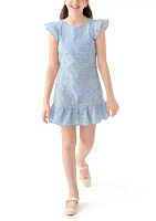 Girls 7-16 Blue Eyelet Dress