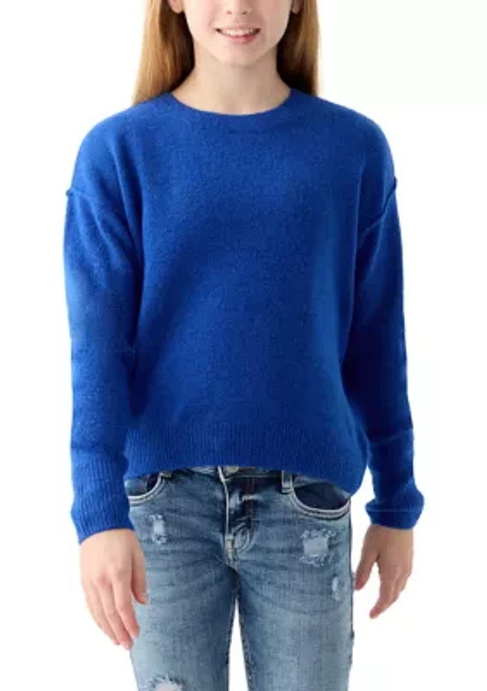 Girls 7-16 Solid Cozy Crew Neck Sweater