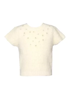 Girls 7-16 Pearl Sweater Knit Crop Top