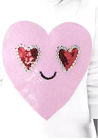 Girls 7-16 Crew Neck Sweatshirt with Heart Smile