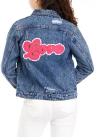 Girls 7-16 Denim Jacket with Love Appliqué