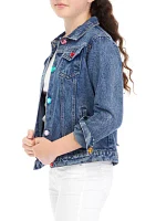 Girls 7-16 Denim Jacket with Love Appliqué