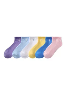 Girls Sport Quarter Socks, 6 Pack