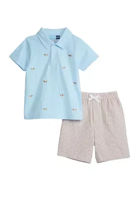 Boys 4-7 Dog Printed Shirt and Woven Shorts Set