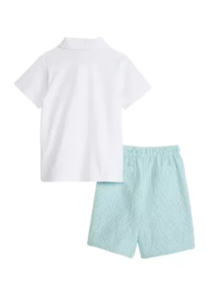 Boys 4-7 Polo Shirt and  Golf Printed Shorts Set