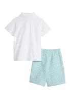 Boys 4-7 Polo Shirt and  Golf Printed Shorts Set