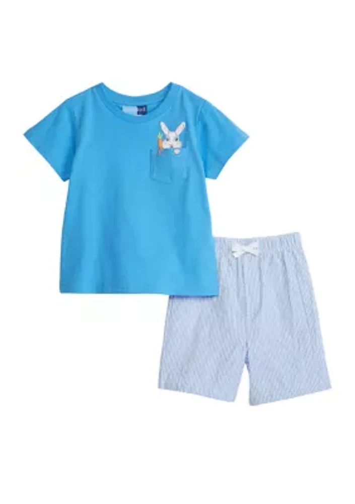 Boys 4-7 Easter Bunny Pocket T-Shirt and Shorts Set