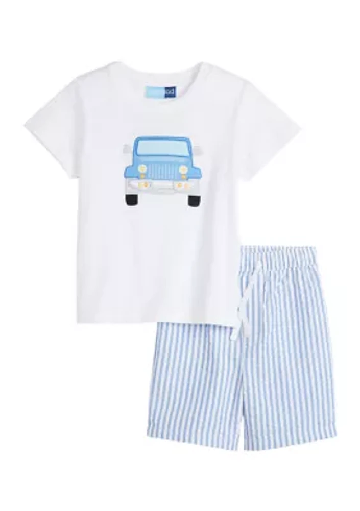 Boys 4-7 Truck Graphic T-Shirt and Striped Shorts Set