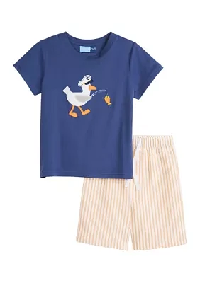 Boys 4-7 Seagull Graphic T-Shirt and Striped Shorts Set