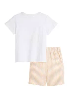 Boys 4-7 Graphic T-Shirt and Striped Shorts Set