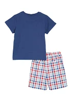 Boys 4-7 Baseball Graphic T-Shirt and Plaid Shorts Set