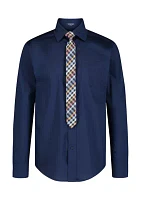 Boys 8-20 Solid Stretch Dress Shirt with tie