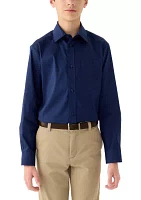 Boys 8-20 Long Sleeve Stretch Solid Poplin Shirt and Tie