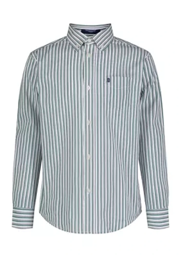 Boys 8-20 Long Sleeve Stretch Variegated Stripe Shirt