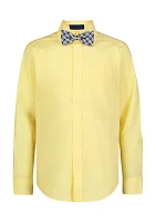 Boys 8-20 Long Sleeve Stretch Solid Poplin Shirt & Bow Tie