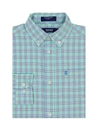 Boys 4-7 Long Sleeve Stretch Summer Breeze Plaid Shirt