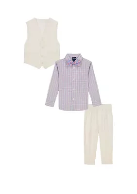 Boys 4-7 Heather Poplin Vest Set with Bowtie