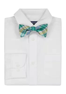 Boys 8-20 Husky Long Sleeve Stretch Solid Poplin Shirt & Bowtie