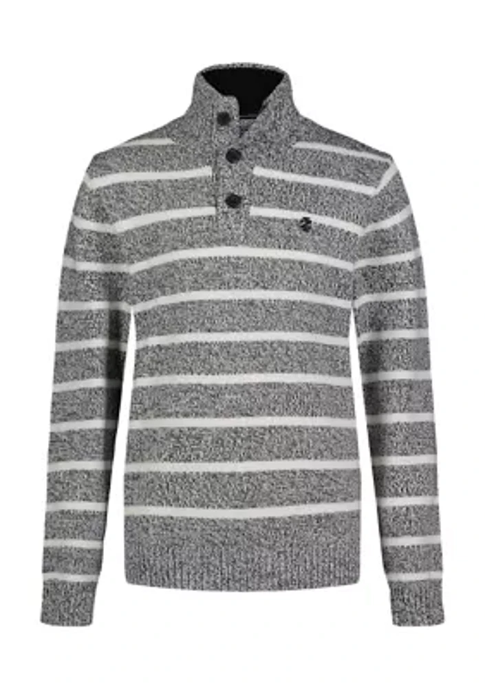 Boys 8-20 Marled Stripe 1/4 Button Sweater