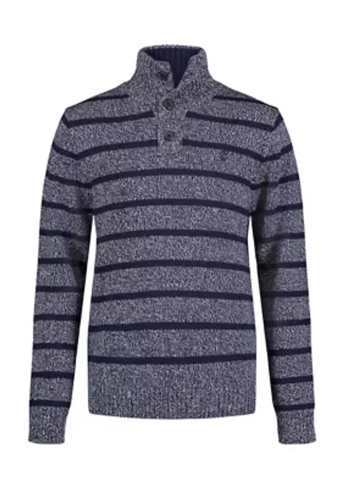 Boys 8-20 Marled Stripe 1/4 Button Sweater