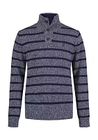 Boys 8-20 Marled Stripe 1/4 Button Sweater