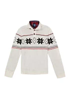 Boys 8-20 Snowflake 3-Button Sweater and Dress Shirt Set